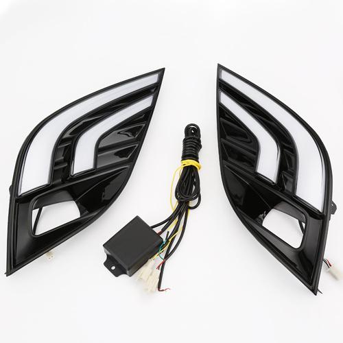 2ピース LED ホワイトデイタイムランニングライト + イエロー ターンシグナルドライブ カムリ 2018 フォグランプ DRL package1 AL-BB-1100 AL