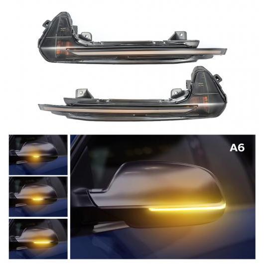 ウインカー 2ピース LED フロー ウォーター リア ビュー ダイナミック シーケンシャル ミラー ウインカー 適用: アウディ/AUDI A3 S3 RS3 A6 C7 RS6 Q5 SQ5 Q7 SQ7 アウディ A6 C7 RS6 AL-II-1719 AL