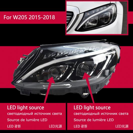 ѥ饤 إå  Ŭ: 륻ǥ٥ W205 LED إåɥ饤 2014-2020 إåɥ饤 C200 C260 C300 DRL 󥫡 ϥ ӡ 󥸥  ץ  ե LED AL-OO-7779 AL
