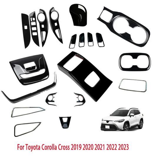車用内装パーツ 右ハンドル用 適用: トヨタ カローラ クロス 2019-2021 2022 2023 ブラック 光沢 ウインドウ スイッチ カバー インナー ドア ハンドル ボウル カバー 11セット SR-AA-0229