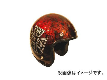 72JAM JET HELMET åȥإå JAM CUSTOM PAINTING RASH CROSS RD/BR JCP-15 JAN4562286790274