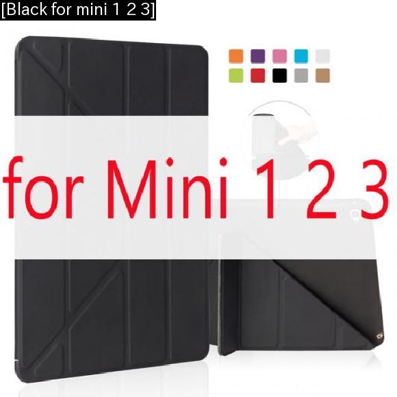 iPadケース iPad mini 1/2/3 9.7 ケース マルチ 三つ折りスタンド カバー オートスリープ ウェイクアップ [Black for mini 1 2 3] AL-AA-3066 AL