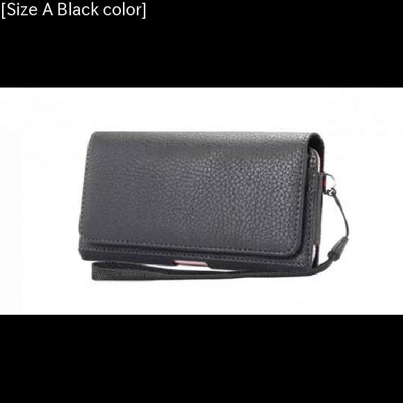 スマホケース ハンドストラップ 男性 ベルト クリップ 携帯 電話 ケース バッグ ポーチ [Size A Black color] AL-AA-4347 AL