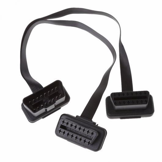 車用ケーブル 16ピンOBD2オスダブルメススプリッタ Yコネクタ薄型延長ケーブル Suit OBD2ポート C45 30cm AL-AA-7677 AL