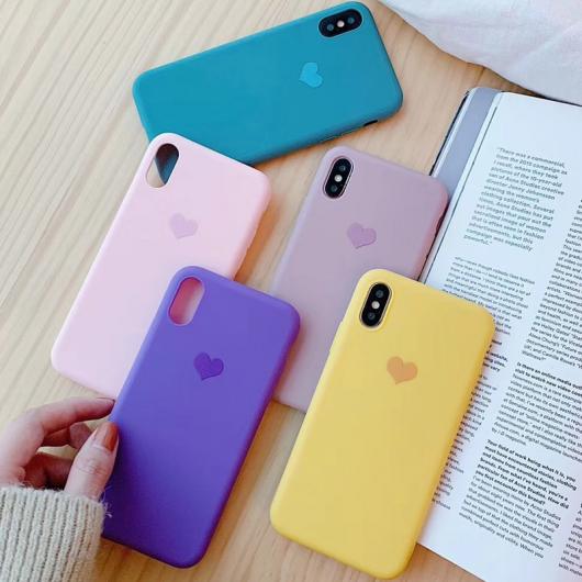 スマホケース キャンディカラー ケース ハート カバー ソフト TPU シリコーン 選べる5バリエーション AC4417 Blue～Dark Pink 選べる10適用品 iPhone 6/6s～iPhoneXSMax AL-AA-8996 AL