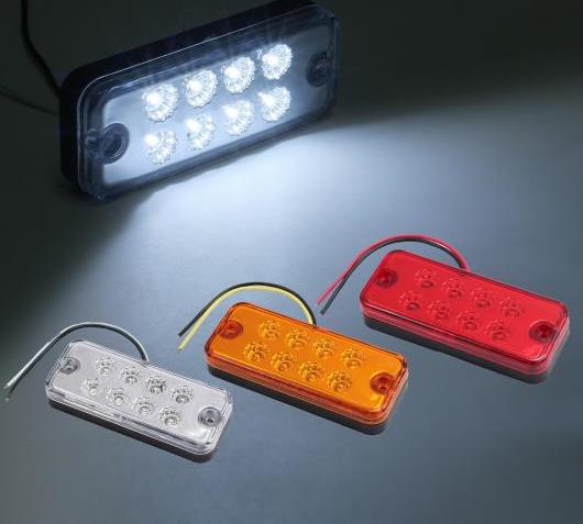 12個 12V/24V LED サイドマーカーライト 外部ライト警告テール ランプ トラック トレーラー ローリー 白/黄/赤 選べる3カラー ホワイト～イエロー AL-BB-7268 AL