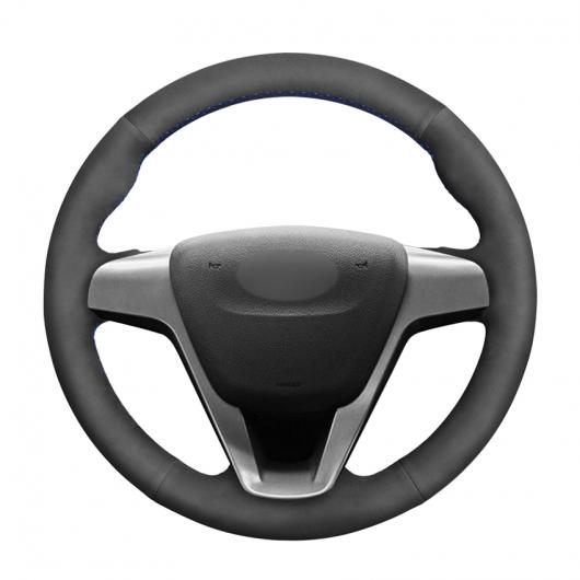 車用内装パーツ DIY 手縫い ブラック スウェード 滑り止め ステアリング ホイール カバー 適用: ラーダ ヴェスタ 2015 2016 2017 2018 2019 ブラック糸～グレー糸 AL-EE-8374 AL
