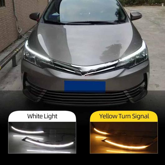 ウインカー 2ピース 適用: トヨタ カローラ 2014-2019 LED DRL ヘッドライト アイブロー デイタイムランニングライト フロー ダイナミック ウインカー ホワイト イエロー AL-II-2099 AL