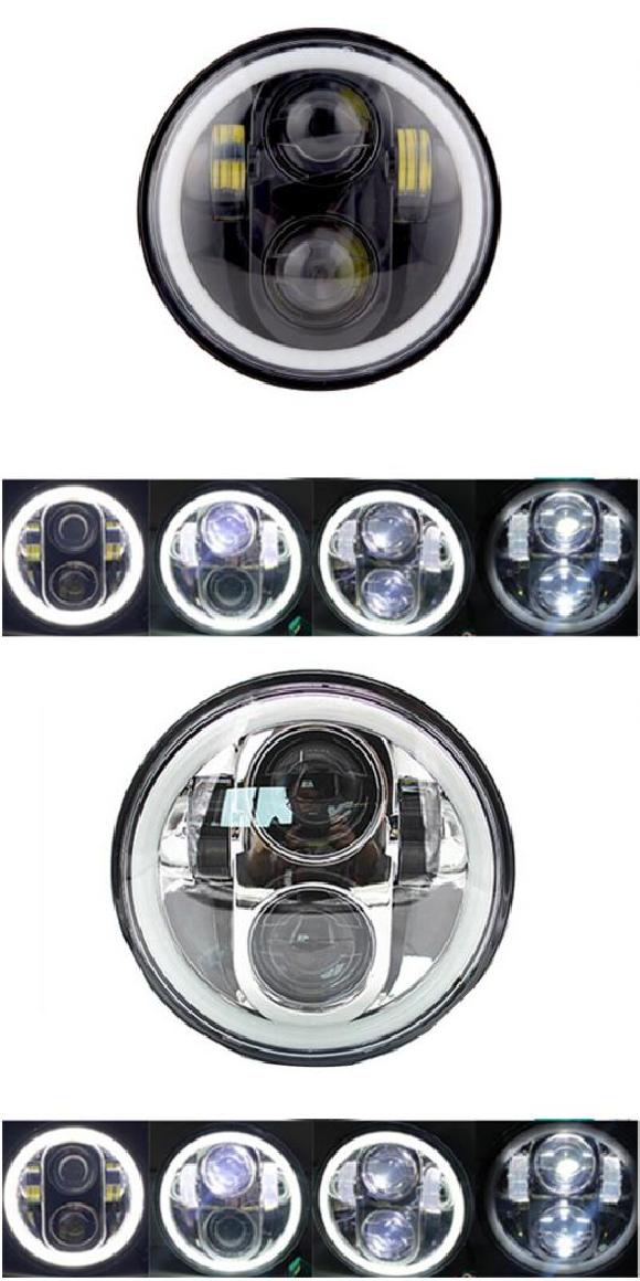 Х 5.75 ȥХ ץ LED إåɥ饤  ۥ磻 DRL 󥸥  إåɥ Ŭ:  ݡĥ եƥ ȥ꡼ BOB 145W ֥å145W  AL-KK-2544 AL