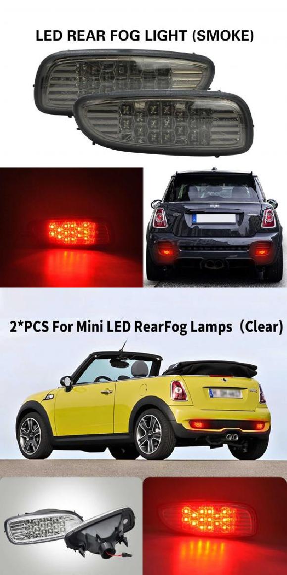 車用ライト 2ピース LED リア フォグ ランプ 適用: ミニ JOHN クーパー WORKS R56 R57 R58 R59 2006-2013 スモーク・クリア AL-MM-5705 AL