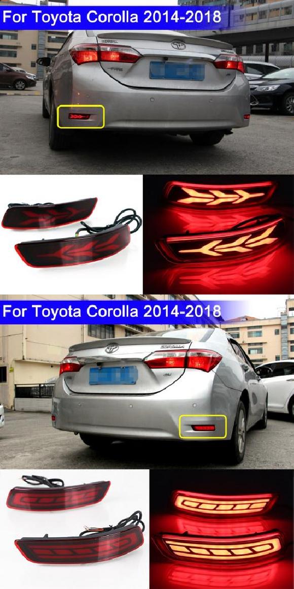 車用ライト LED リア バンパー リフレクター ライト 適用: トヨタ カローラ アルティス 2014-2018 ドライビング ライト ブレーキ ライト ダイナミック ターン ライト モデル A・モデル B AL-MM-5788 AL