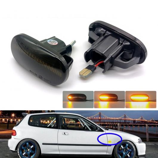 車用ライト ダイナミック LED サイド マーカー ライト ターンシグナルランプ 適用: ホンダ アコード シビック フィット ジャズ ストリーム CR-V オデッセイ スモーク レンズ アンバー LED AL-MM-5858 AL