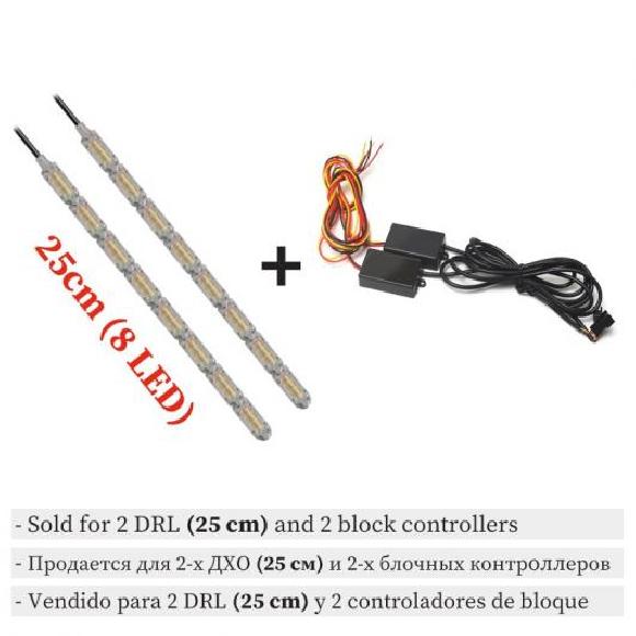ѥ饤 2ԡ ɿ ե쥭֥ ˥С LED DRL ǥ˥󥰥饤 ۥ磻 إåɥ饤 LED ȥå ե 󥫡 饤 å ۥ磻  25cm 8LED AL-MM-8566 AL