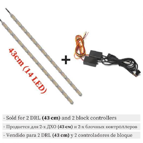ѥ饤 2ԡ ɿ ե쥭֥ ˥С LED DRL ǥ˥󥰥饤 ۥ磻 إåɥ饤 LED ȥå ե 󥫡 饤 å ۥ磻  43cm 14LED AL-MM-8566 AL