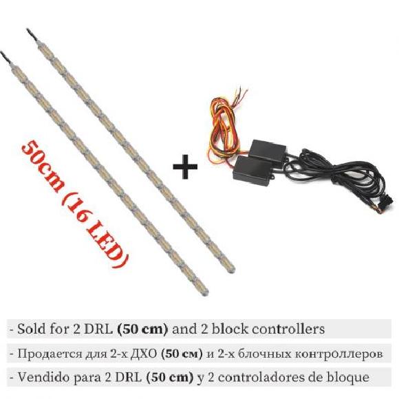 ѥ饤 2ԡ ɿ ե쥭֥ ˥С LED DRL ǥ˥󥰥饤 ۥ磻 إåɥ饤 LED ȥå ե 󥫡 饤 å ۥ磻  50cm 16LED AL-MM-8566 AL