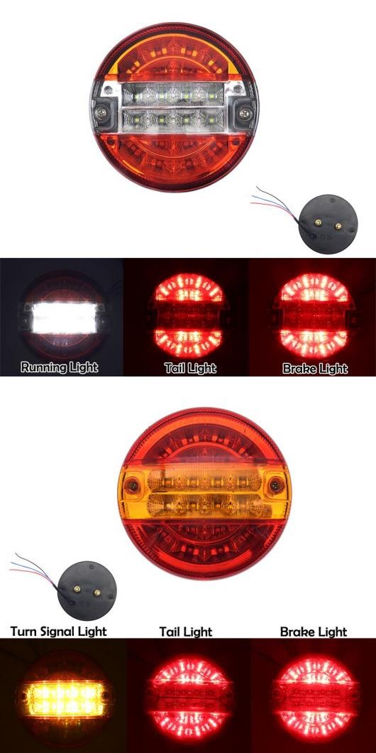 車用ライト 12V-24V 20LED テールライト リア ブレーキ ストップ ライト ターンシグナルランプ ラウンド ハンバーガー バルブ 適用: トラック ローリー バン トレーラー 3 ファンクション 1ピース レッド ホワイト 2・1ピース レッド イエロー 2 12V・12V-24V AL-MM-8745 AL