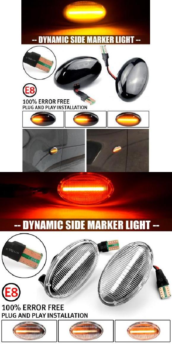 車用ライト 2ピース ダイナミック ウインカー LED ウインカー サイド マーカー ライト 適用: メルセデス・ベンツ スマート W450 W452 Aクラス W168 VITO W639 W447 シタン W415 スモーク ブラック・クリスタル ホワイト AL-NN-6133 AL