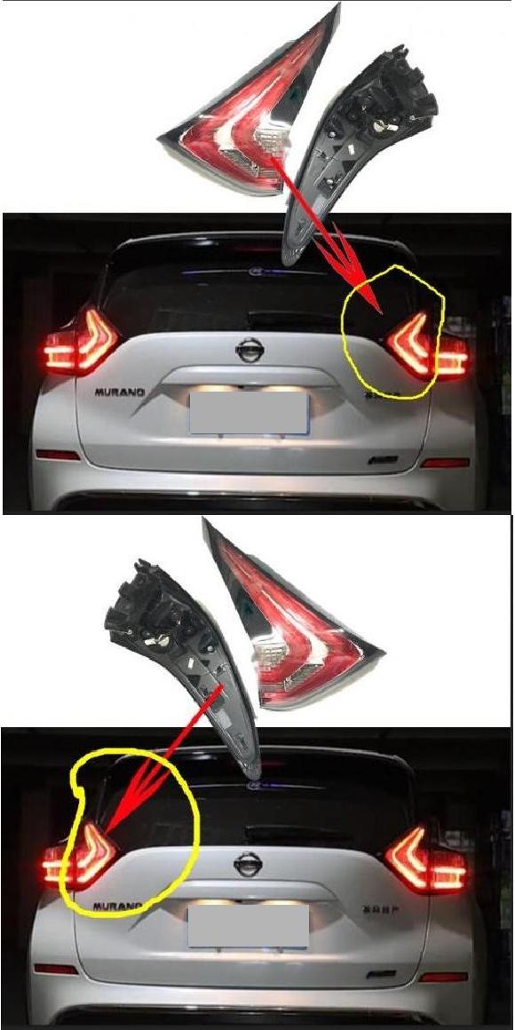 車用ライト 1ピース バンパー テールライト 適用: 日産 ムラーノ 2015-2019 テールランプ リア ライト フォグ 1ピース 右 インナー・1ピース 左 インナー 日産 ムラーノ 2015-2019 1ピース AL-OO-0297 AL