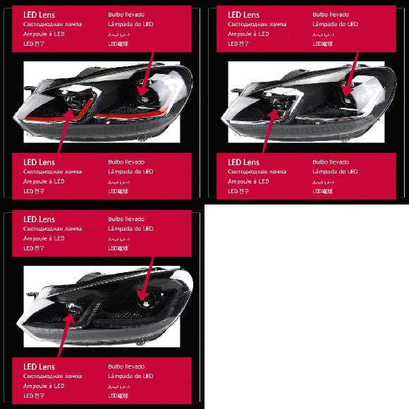 ѥ饤 إå  Ŭ: VW  6 LED إåɥ饤 2009-2012 إåɥ饤  6 DRL 󥫡 ϥ ӡ 󥸥  ץ  TSI ե LED֥å 饤 LED AL-OO-7922