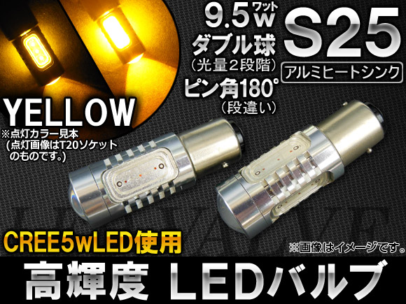 LEDХ  CREE ⵱٥å׻ ߥҡȥ 9.5W 4LED S25  ֥ 2 AP-HPS25-9.5W-4Y-DBL