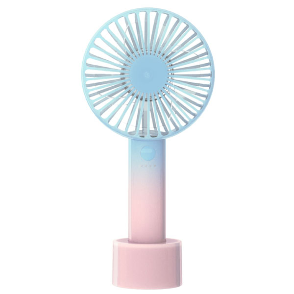 HIRO グラデーションハンディファン ブルー 4段階＋リズム風 風量調節 かわいいグラデーション HED-3884