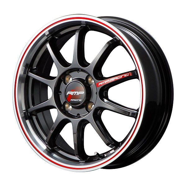 MID RMPレーシング R10 ホイール クリスタルブラック/リムポリッシュ+レッド 17インチ×7J ＋45 4H100 国産車 入数：1台分(4本)