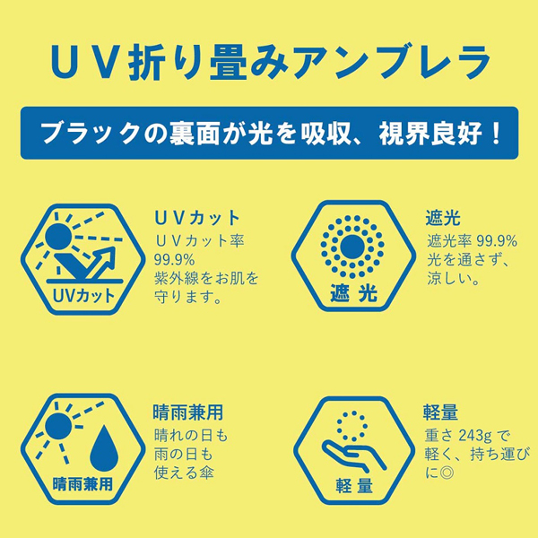 ヒュンメル/hummel UV折り畳みアンブレラ 晴雨兼用 UVカット率99.9