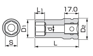 トネ/TONE 12.7mm（1/2”） インパクト用超ロングソケット 品番：4NV