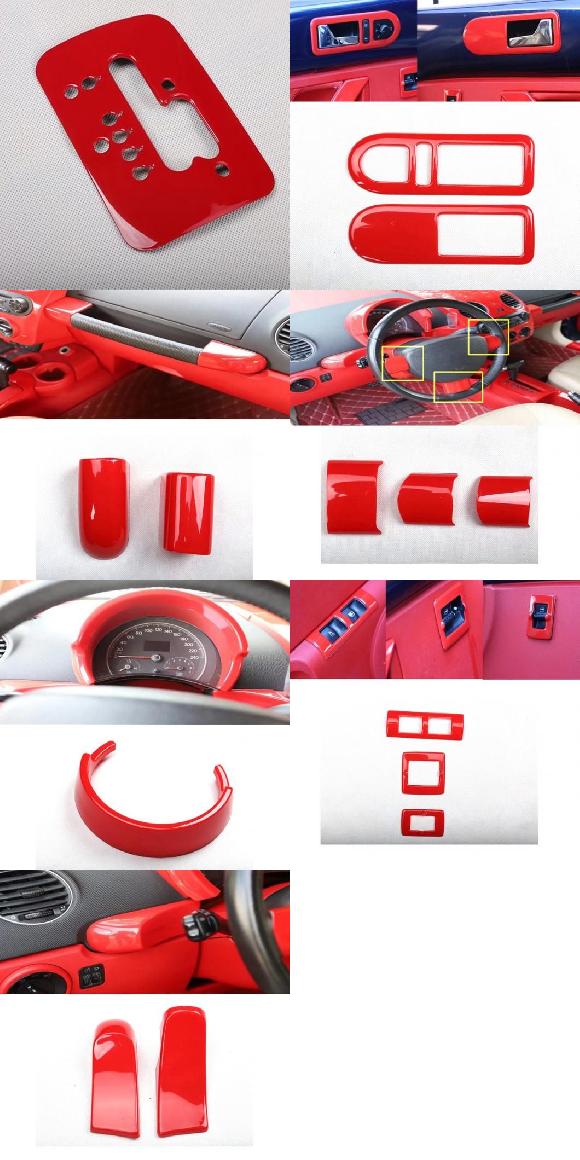 車用内装パーツ 適用: フォルクスワーゲン/VOLKSWAGEN ビートル 2003-2011 レッド インテリア アクセサリー ギア シフト パネル カバー ステアリング ホイール カバー インストルメント フレーム カバー トリム ギア パネル 06-11～パイロット カバー 03-11 SR-AA-0249
