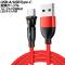 USB-A/USB Type-C 変換ケーブル レッド 1m コネクタ回転式 オス-オス LEDライト付き AP-UJ1023-RD-1M